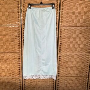 Vintage Light Blue Lace Trim Slip Size S‎ Layering Maxi